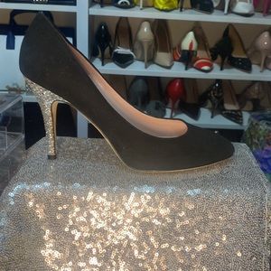 Kate Spade Dani Black Suede Glitter Heel EXCELLENT